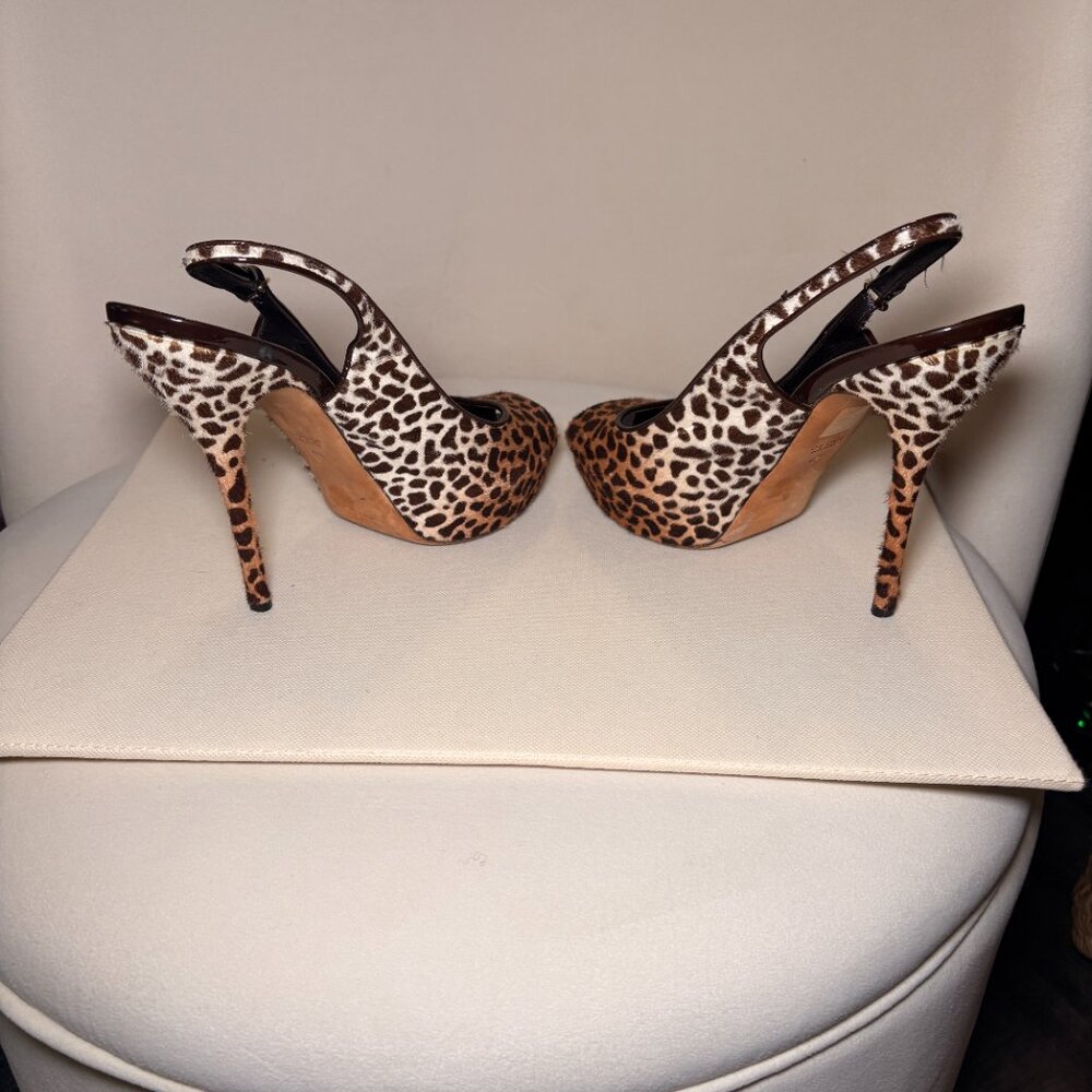 GUCCI Sofia Platform Peep Toe Slingback Pumps, Le… - image 7